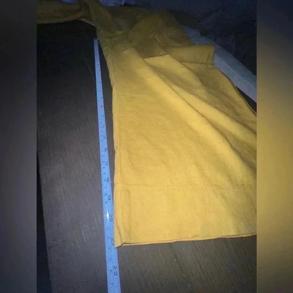 Chelsea & Theodore Linen blend Wide Leg cropped Pant Sz 12 Mustard - Picture 8 of 11